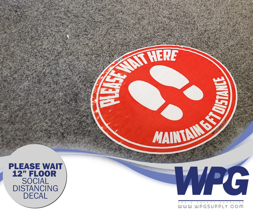 12"x12" Please Wait and Stand Here 6ft Social Distancing Safety Decal