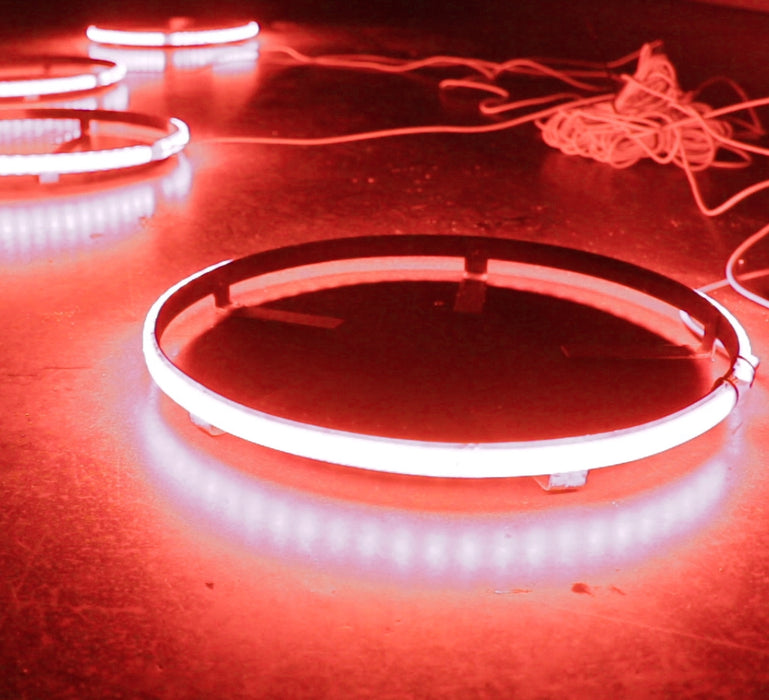 15.5in LED Wheel Kit in RED - Comes with 4 mounting rings recessed with IP68 RED LED's