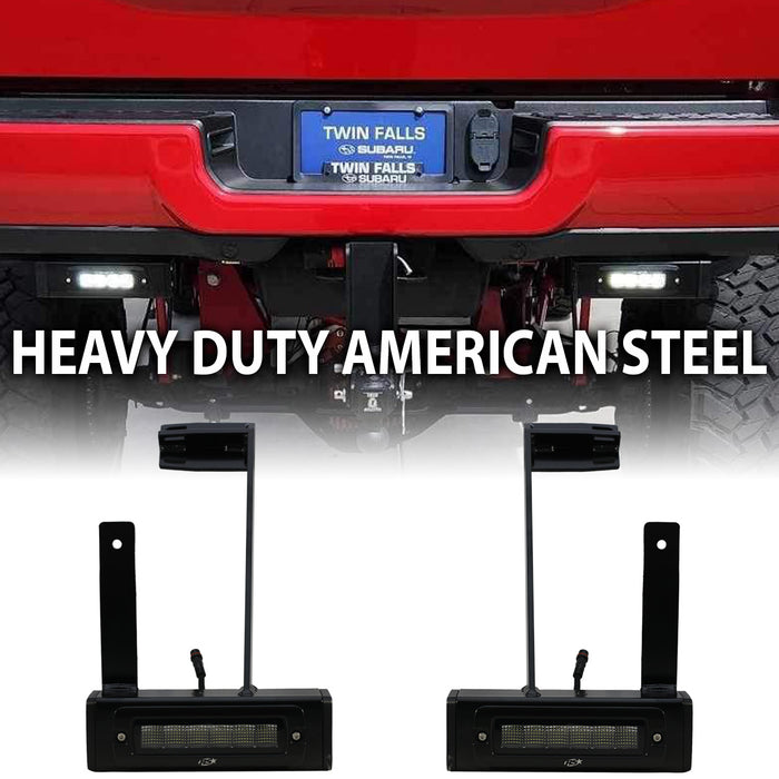 2013-Current Dodge Ram 2500 Hitch Bar Reverse 7in LED Flood Lighting Heavy Duty Bolt-On Blacked Out Kit with Heated Lens and Dual End Light Cap