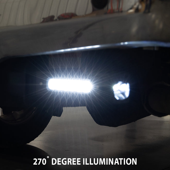 2013-Current Dodge Ram 3500 Hitch Bar Reverse 7in LED Flood Lighting Heavy Duty Bolt-On Blacked Out Kit with Heated Lens and Dual End Light Cap