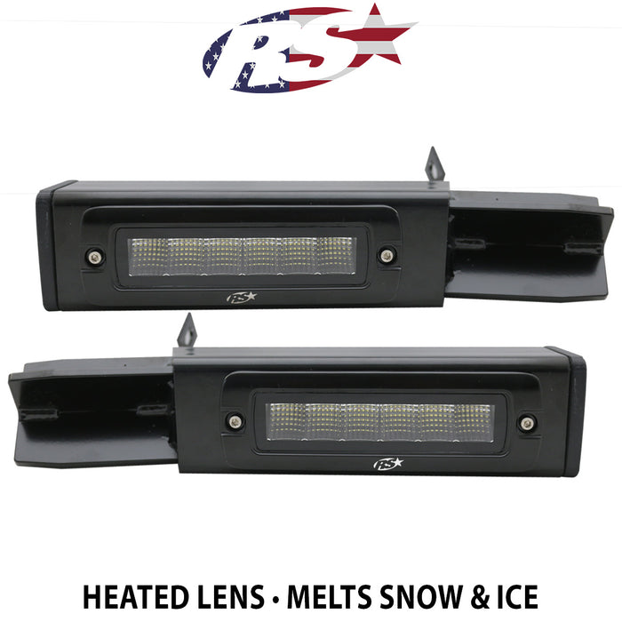 2011-2016 Ford F250-F450 Super Duty Hitch Bar Reverse 7in LED Flood Lighting Heavy Duty Bolt-On Blacked Out Kit with Heated Lens and Single End Light Cap