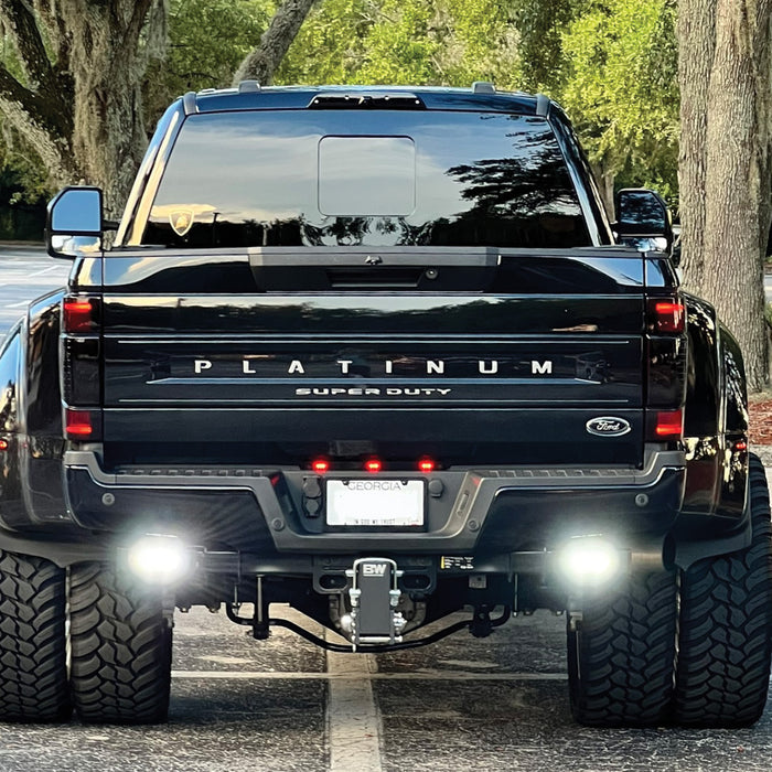 2017-Current Ford F250-F450 Super Duty Hitch Bar Reverse 7in LED Flood Lighting Heavy Duty Bolt-On Street Series Kit and Single End Light Cap