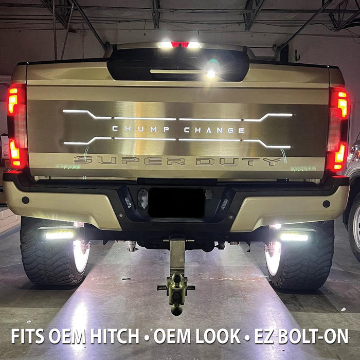 2017-Current Ford F250-F450 Super Duty Hitch Bar Reverse 7in LED Flood Lighting Heavy Duty Bolt-On Street Series Kit and Single End Light Cap