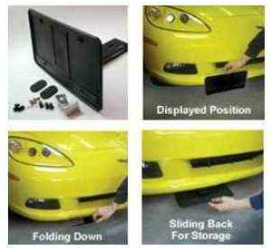 Motorized Hide-A-Way License Plate Holder with Push Button Remote Race Sport Lighting
