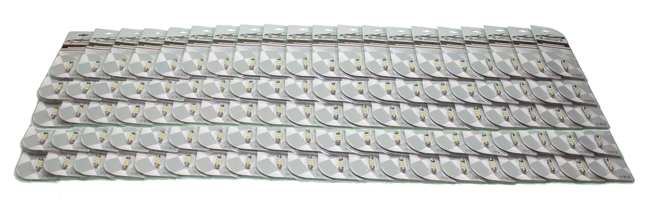 36mm 6SMD 5050 WHITE LED Replacement Bulbs - Bulk Lot of 100 in retail packaging - Festoon Domes each