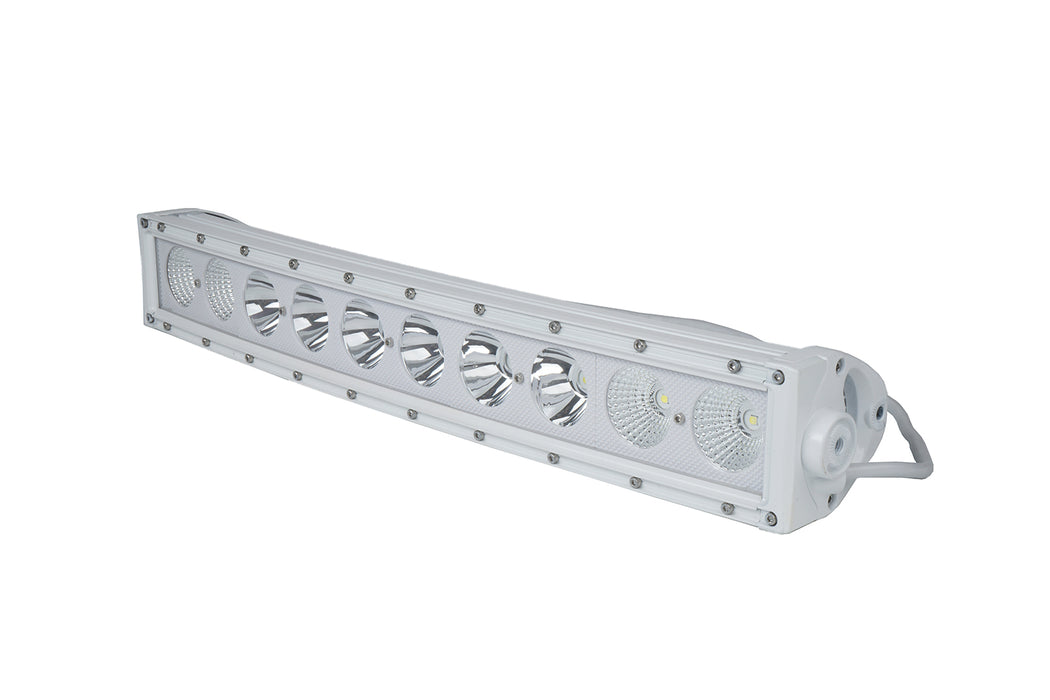 New - 22inch Single Row Marine Grade Wrap Around White Shell Light Bar with 100-Watt 10  x 10W High Intensity OSRAM LEDs
