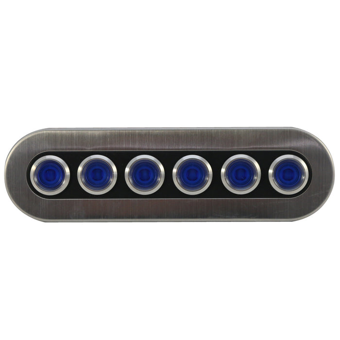 6-Button 60-Amp On-Off Waterproof Stainless Steel Switch Panel with Pre-Wired and Fused Blue LED On-Off Switches