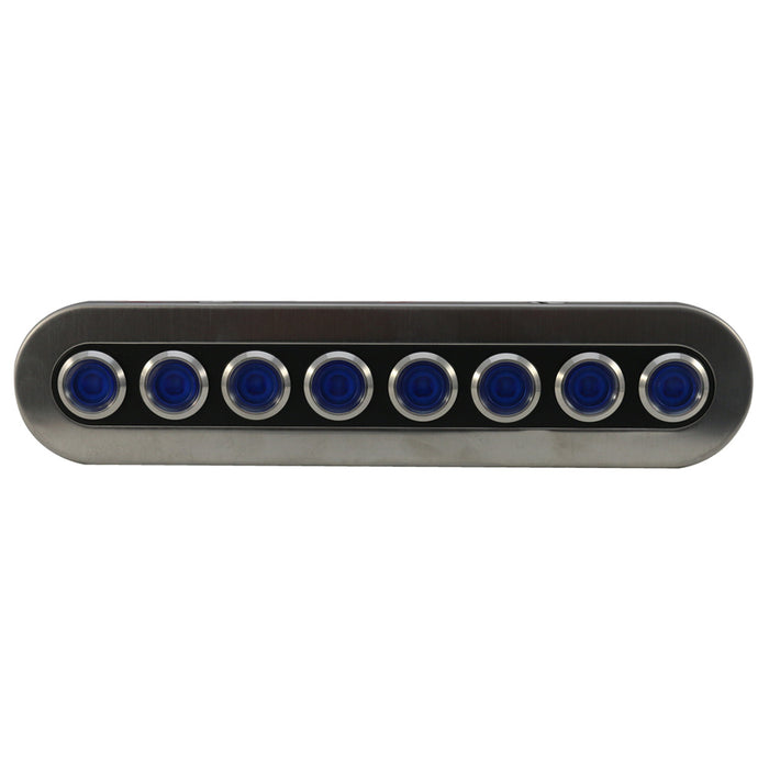 8-Button 80-Amp On-Off Waterproof Stainless Steel Switch Panel with with Pre-Wired and Fused Blue LED On-Off Switches