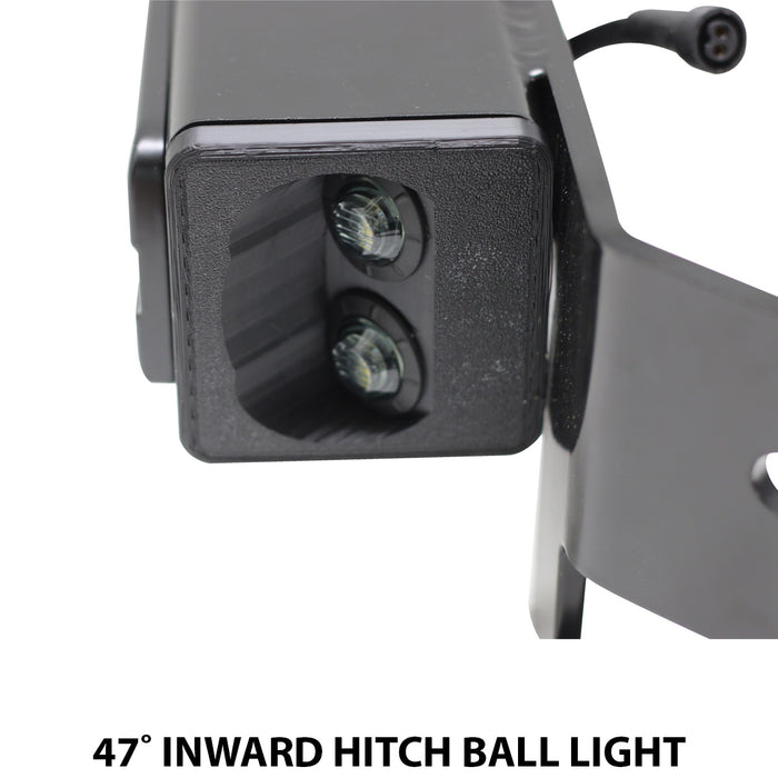 2019-2022 Dodge Ram 1500 Hitch Bar Reverse 7in LED Flood Lighting Heavy Duty Bolt-On Blacked Out Kit with Heated Lens and Dual End Light Cap
