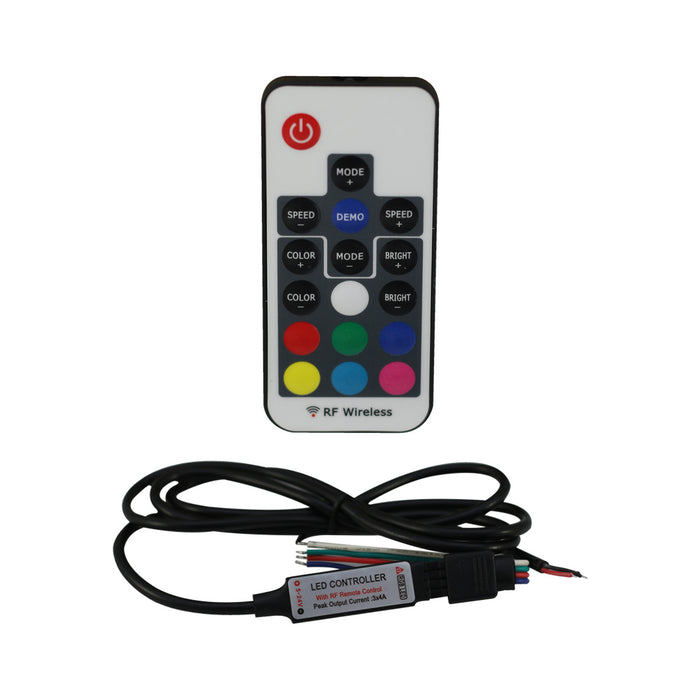 RGB Multicolor LED Controller with RF Wireless Remote Control 5-24V Peak Current 3x4A