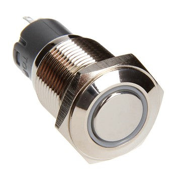 16mm Flush Mount LED Momentary Switch (WHITE) (Sold Each) - Comes pre-wired with voltage regulation resistor.