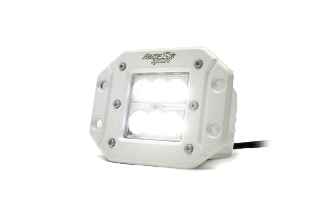 WHITE SHELL - Flush Mountable 18Watt 6-LED High-Powered 3x3 LED Spot Light with White L.E.D.