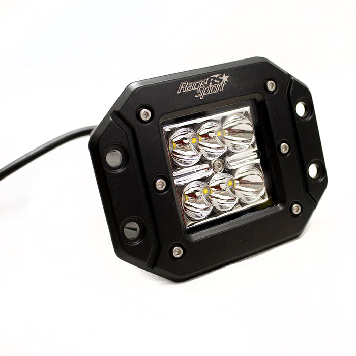 BLACK SHELL - Flush Mountable 18Watt 6-LED High-Powered 3x3 LED Spot Light with White L.E.D.
