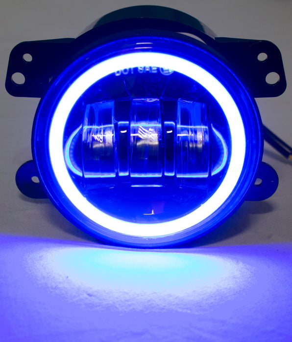 4in 30W/1440LM LED  Fog Light Kit w/ Blue LED Halo - Fits 2007-2017 Jeeps