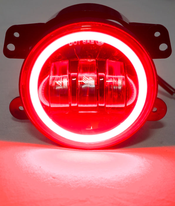 4in 30W/1440LM LED  Fog Light Kit w/ Red LED Halo - Fits 2007-2017 Jeeps