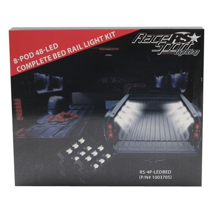 8-POD LED Complete Bed Rail Pod Lighting Kit 4 pods on left and 4 pods on right Race Sport Lighting