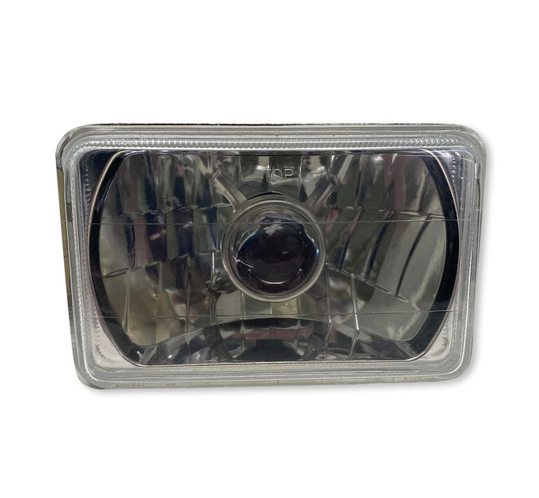 4x6in Rectangle Diamond Cut Lens with Domed Center Projector Aim holds H4 Bulb - Sold Individually