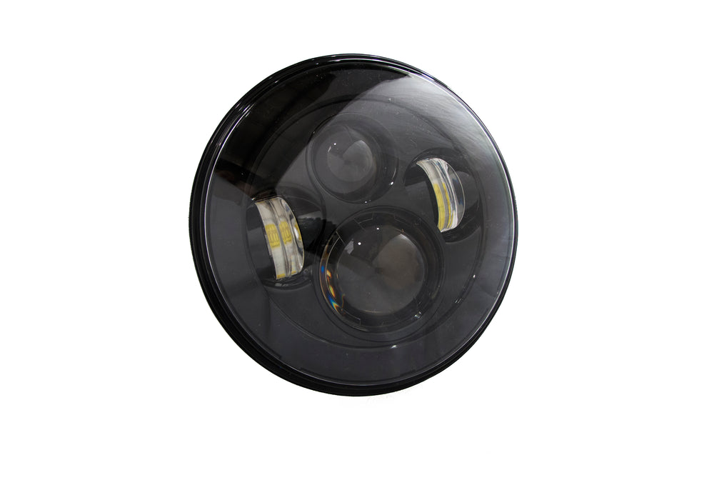 (1) 7in LED Projector Conversion Kit 4x10W - Plug-&-Play H4 H/L (Black)