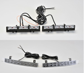 White LED Grille SLIM Strobe Emergency Vehicle Lighting System with Mounting Clip Installation Race Sport Lighting