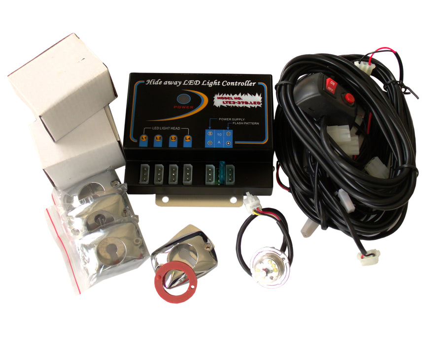 4-LED Hi-Power Strobe Lighting Kit With Brain Unit and Multiple Mounting Options (Blue)