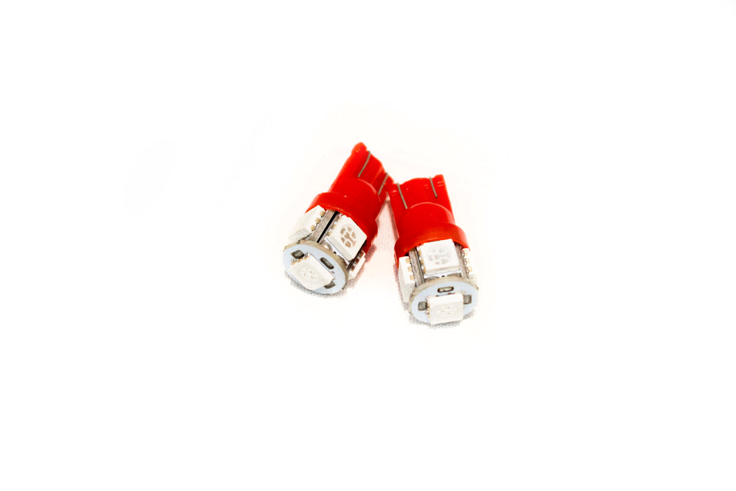 T10 5050 LED 5 Chip Bulbs (Red) (Pair)