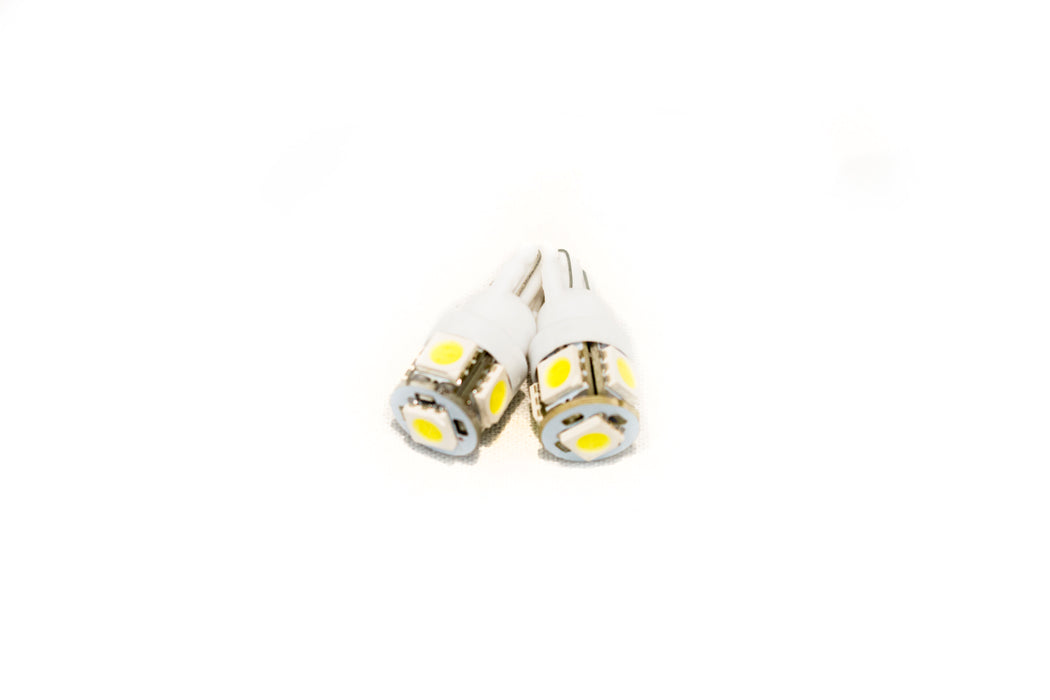 T10 194 LED Auto Replacement Bulbs (Pair) 5050 Diode Technology - COLOR WHITE