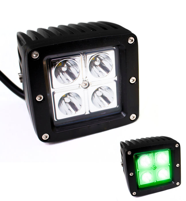GREEN X-Hunter Series LED 3x3in 16-Watt 4-LED  Cube Spot Light Race Sport Lighting