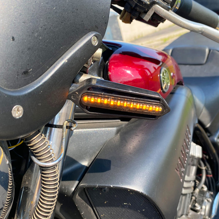NEW - Motorcycle White / Amber Road Safety DRL and Turn Signal combo LED Lighting Kit IP67 for front of bike