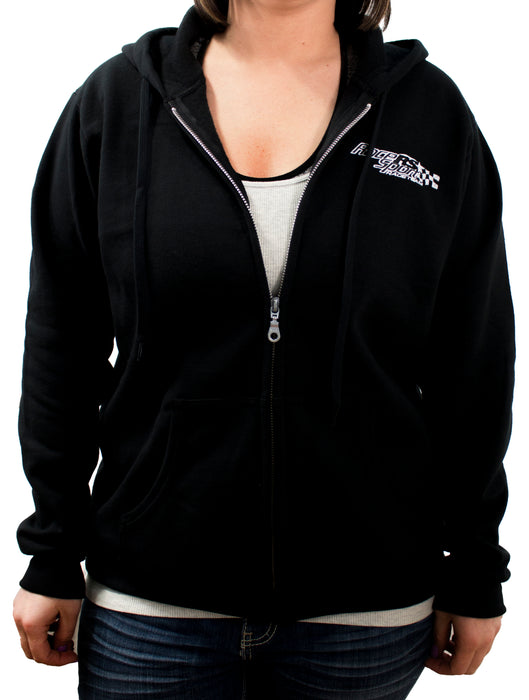 Large -  Ladies Heavy Blend Full Zip Race Sport® Lighting Hooded Sweat Shirt (Black)