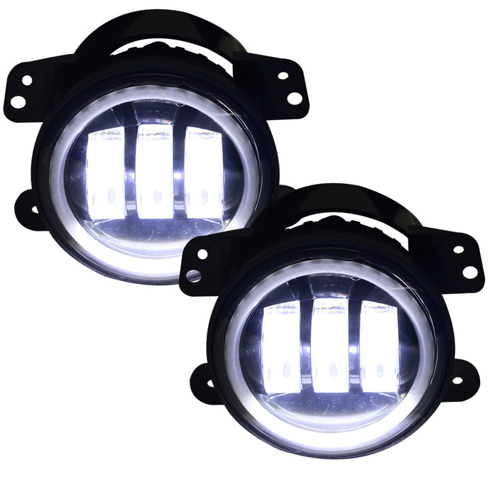4in LED Fog Light APP Bluetooth Control RGB Halo Angel Eyes White Fog Lamp for Jeep Wrangler JK CJ TJ