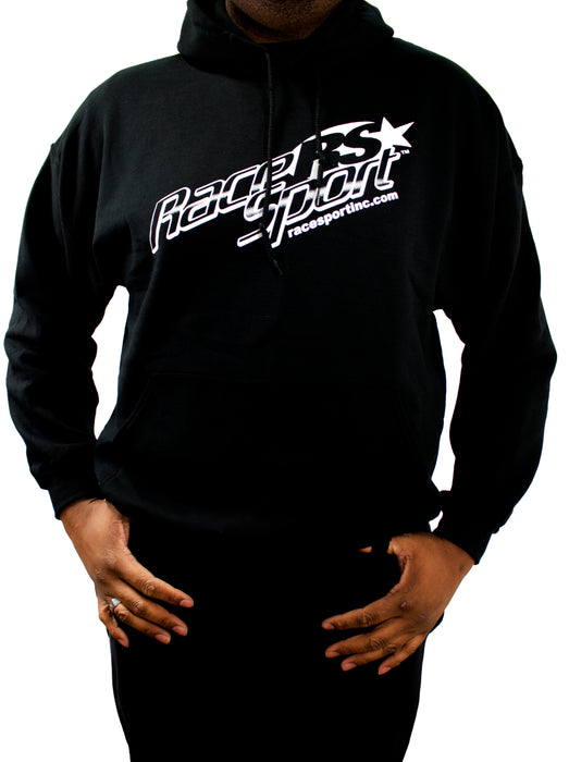 Large -  Men's Heavy Blend Hooded Race Sport® Lighting Sweatshirt (Black)