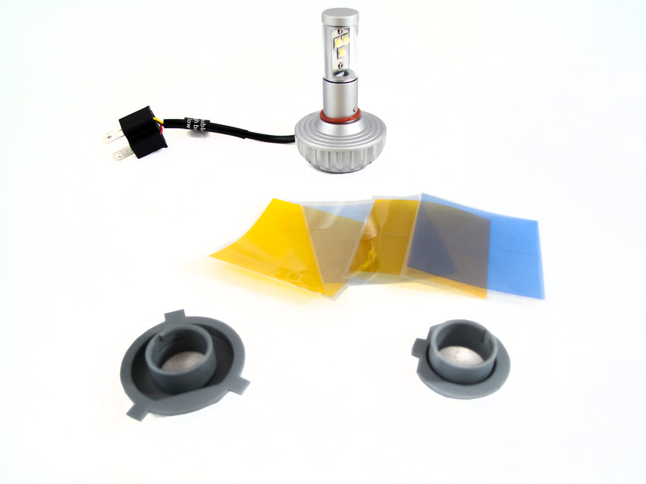 H4 Single MOTO LED Conversion kit w/ Lo and High Beam functionality and interchangeable color lenses and clockable beam base