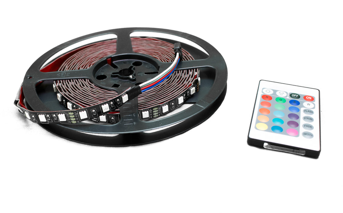 16.4 feet (5M) 5050 Non-waterproof LED Tape strip lighting reel with no epoxy in RGB Multi-Color