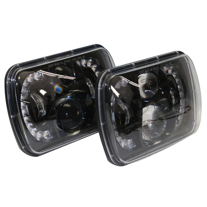 5x7 60-Watt BlackedOut  Sealed beam Conversion Headlight DRL and Turn Signal Spider Series Kit Race Sport Lighting