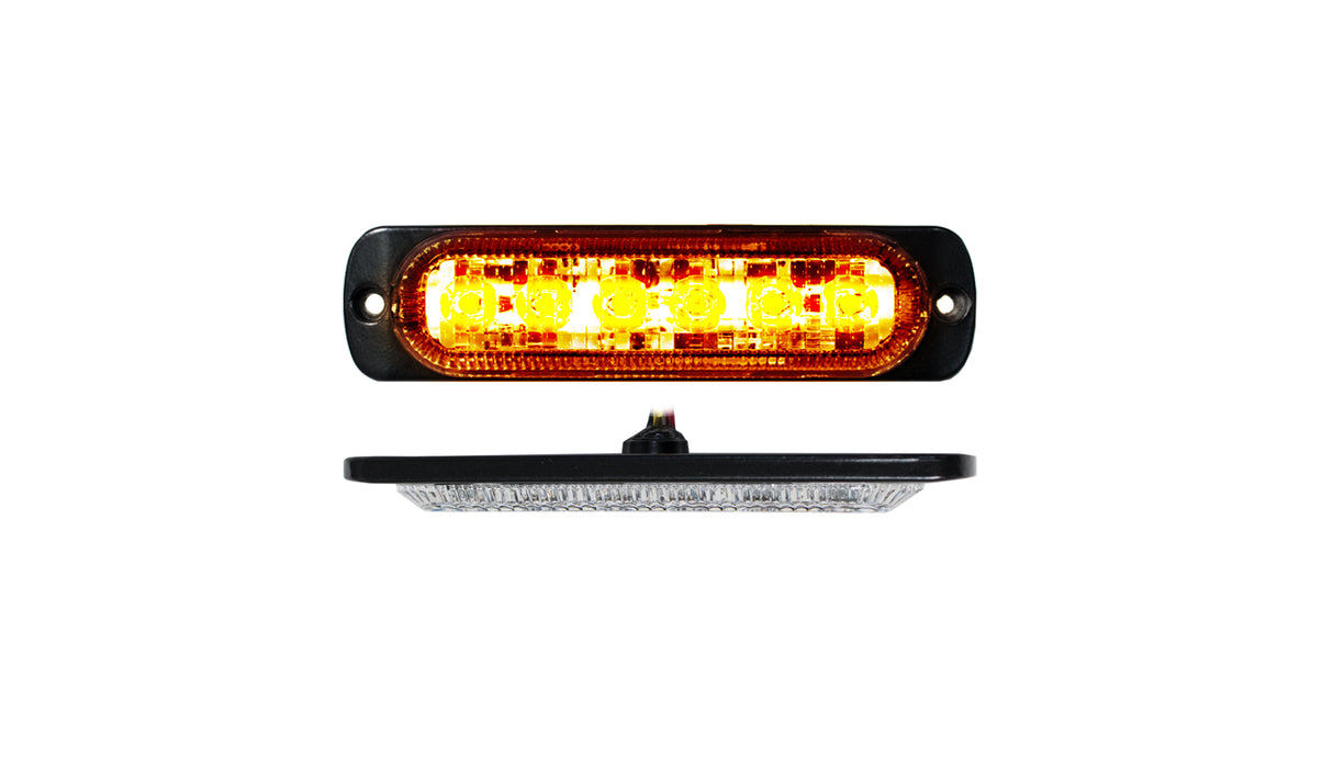 6-LED Ultra Slim Flush Mount 19-Flash Pattern Marker Strobe Light (Amber)