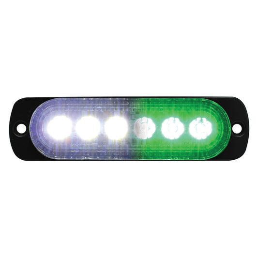 Green/White Switching 6-LED Ultra Slim Flush Mount 19-Flash Pattern Marker Strobe Light