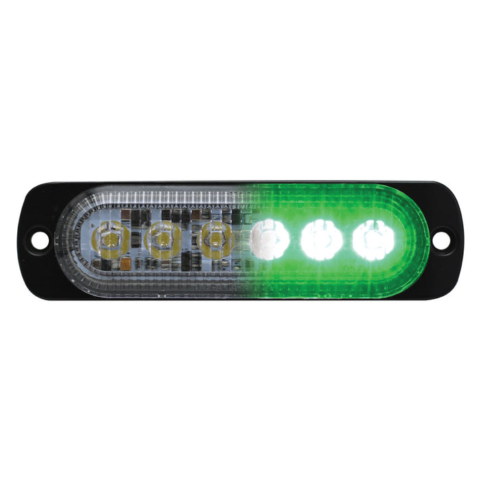 Green/White Switching 6-LED Ultra Slim Flush Mount 19-Flash Pattern Marker Strobe Light