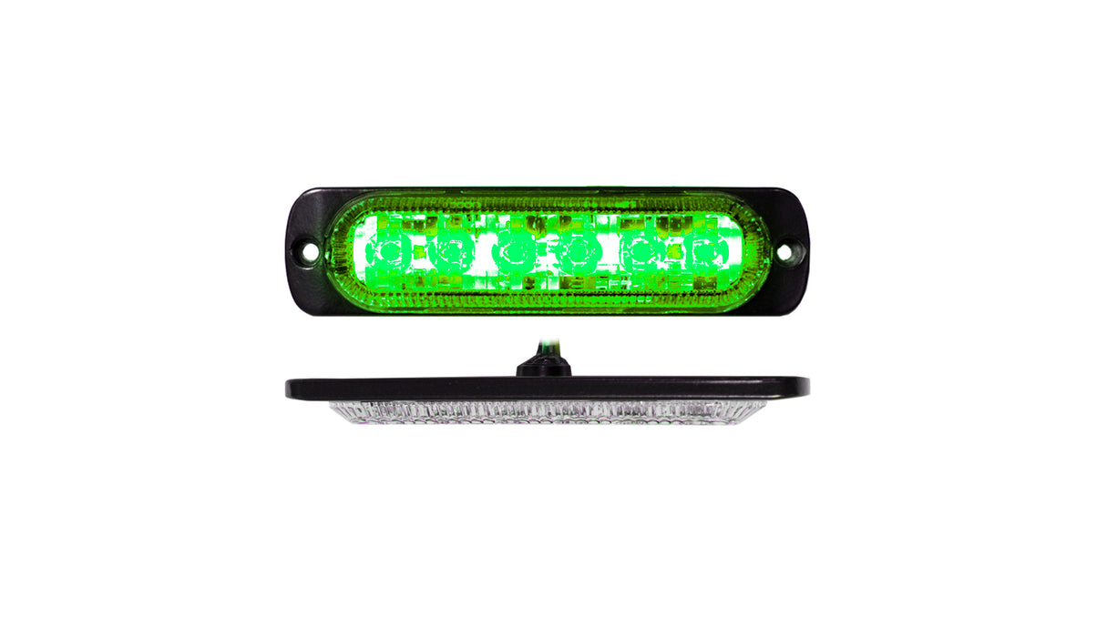 6-LED Ultra Slim Flush Mount 19-Flash Pattern Marker Strobe Light (GREEN)