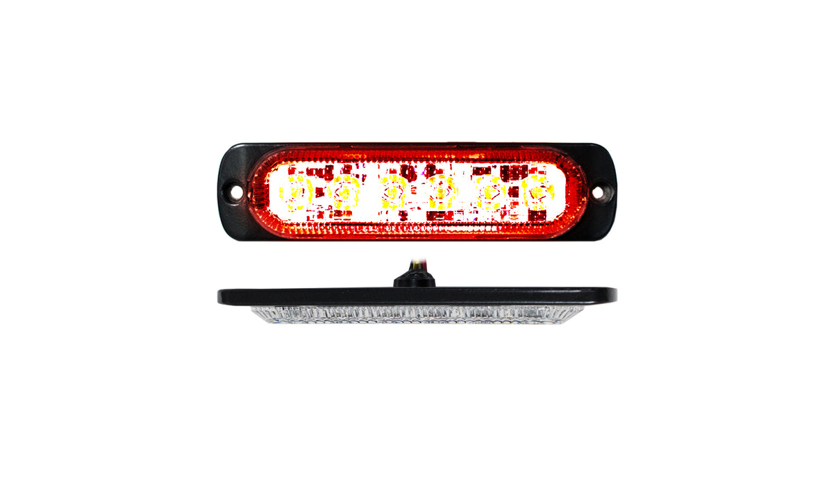 6-LED Ultra Slim Flush Mount 19-Flash Pattern Marker Strobe Light (Red)