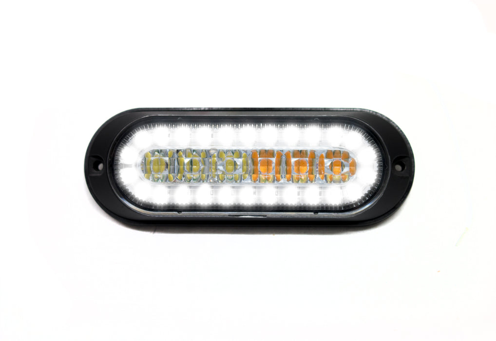 NEW - Dual Function Ultra Thin Flush Mount Amber Flasher Strobe with White LED DRL function - SAE Certified J595 and J2087