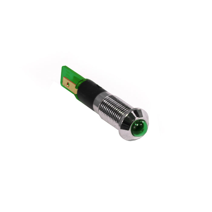 8mm LED Indicator Lights with Flush Mount Lock Seal Mounting (Green)