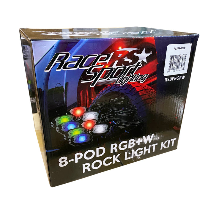 8-POD RGBW Hi-Power Rock Light Complete Kit with Bluetooth APP controls in Retail Box