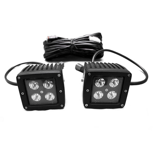 BLACKED OUT® Series 3x3 LED Auxiliary Light Cube Kit with spot optical beam - Comes with (2) cubes and wire harness