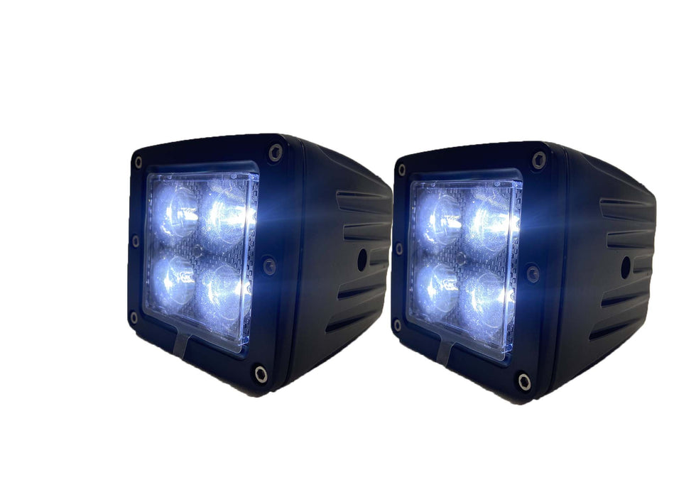 BLACKED OUT® Series 3x3 LED Auxiliary Light Cube Kit with spot optical beam - Comes with (2) cubes and wire harness