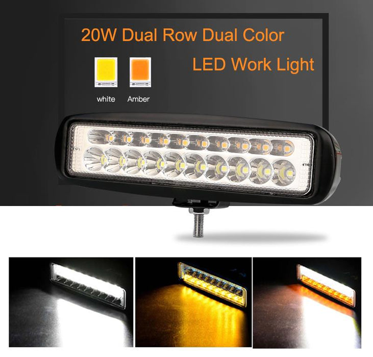 NEW - Dual Color White & Amber LED Auxiliary Work Light IP68 - Marker, DRL, and spot in one