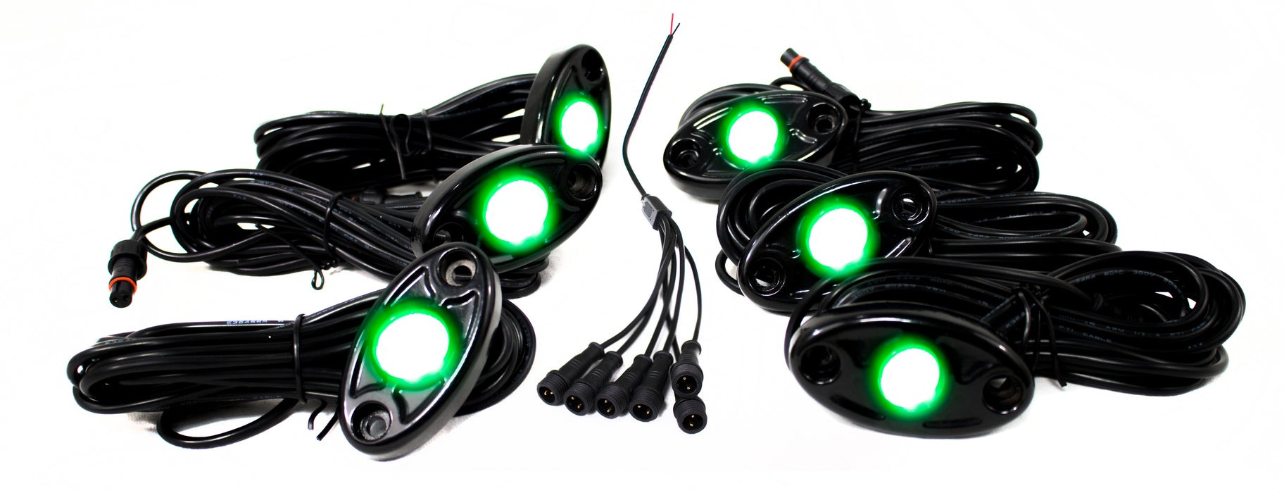 6 LED Glow Pod Kit w/ Brain Box IP68 12V w/ All Hardware (Green)