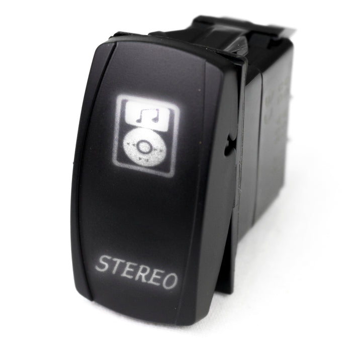 Race Sport® LED Rocker Switch with WHITE LED Radiance - Stereo