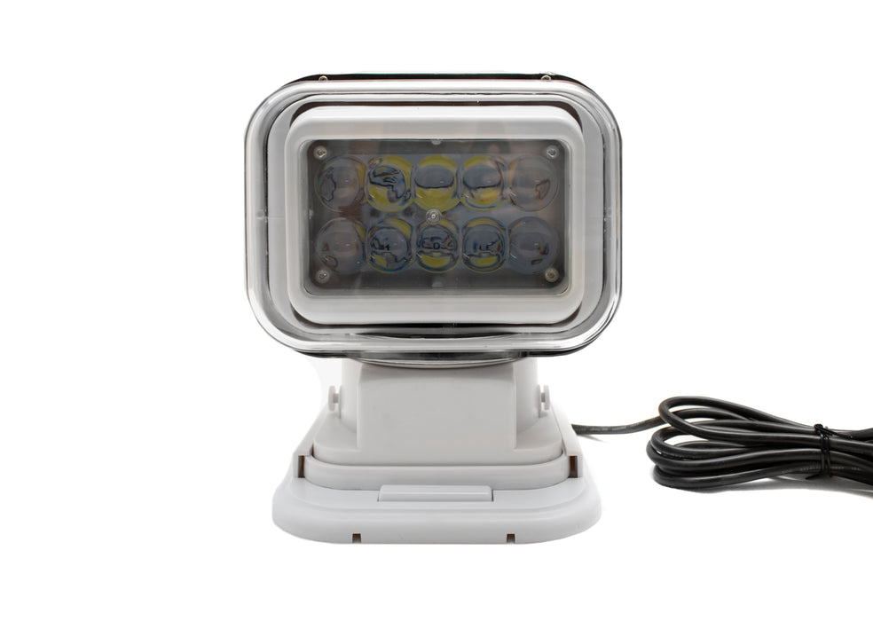 Motorized 50W LED Spot Light w/ Remote 360 degree / 120 vertical Swivel Functionality (White)