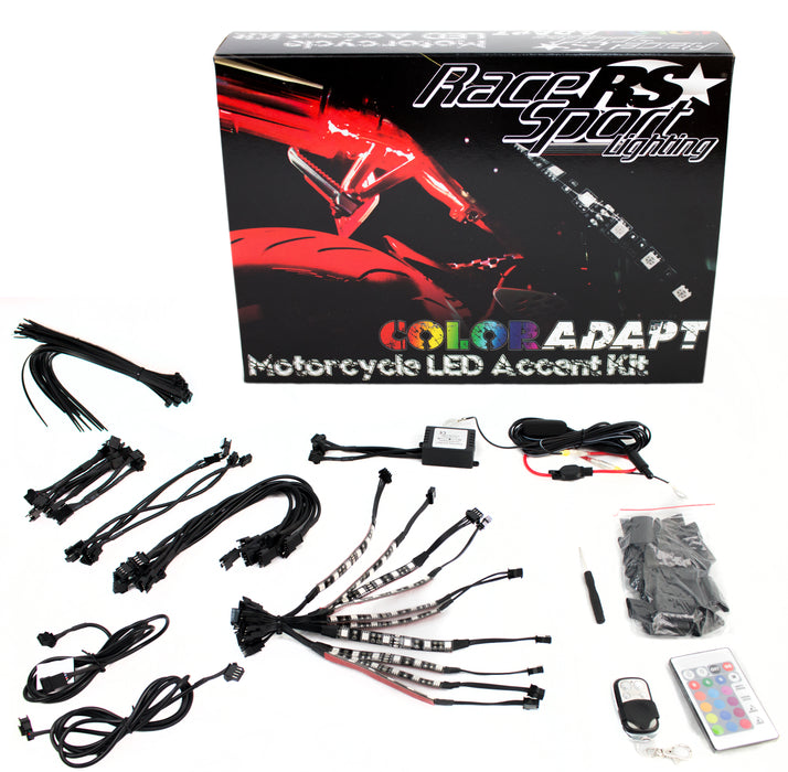ColorADAPT Adaptive RGB LED Weatherproof Motorcycle Kit - Complete 10-Strip Kit