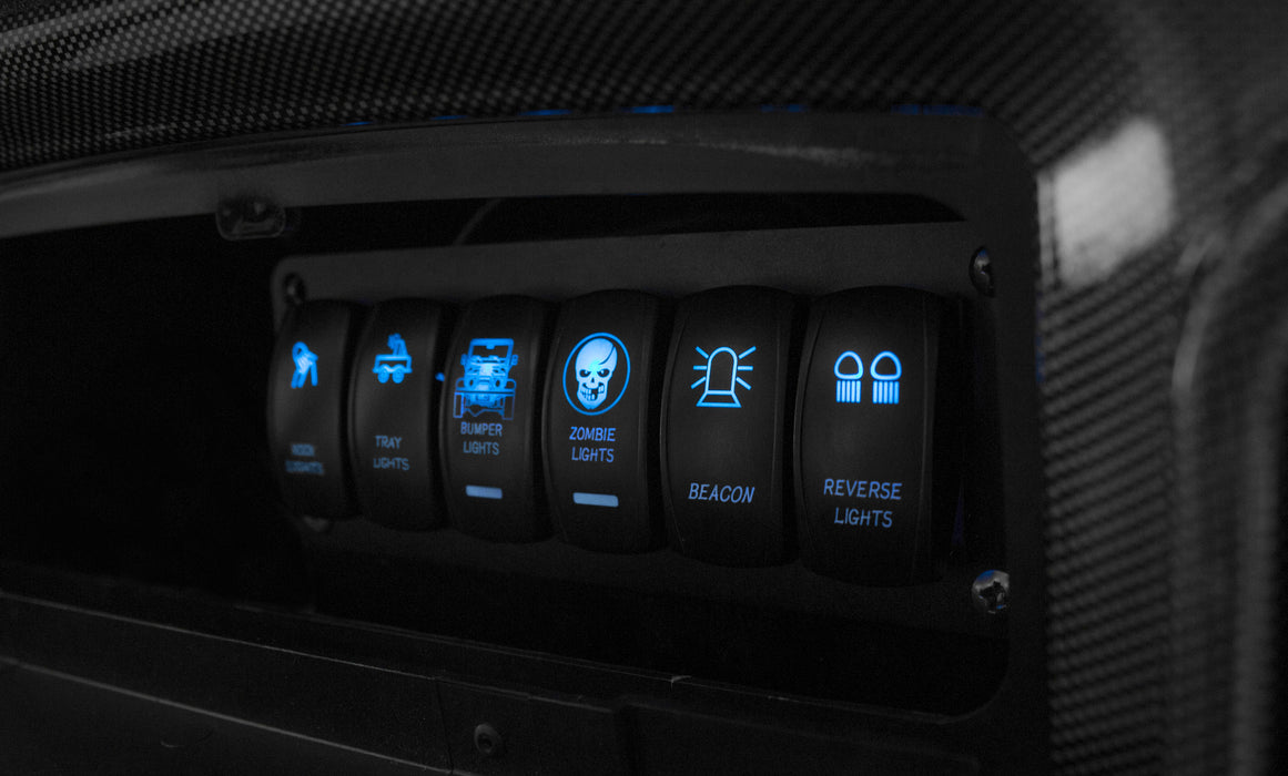 LED Rocker Switch 2-Port USB Charge Panel w/ Blue Radiance